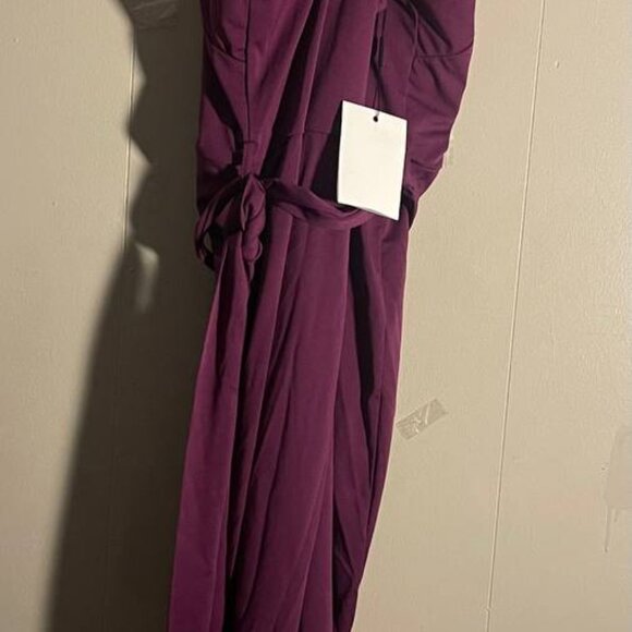 Hanna Nikole wine faux-wrap elastic waist dress 20W - Picture 7 of 11